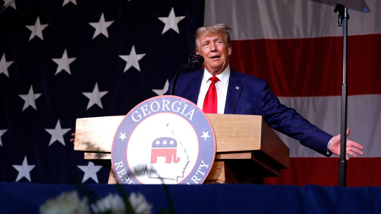 Donald Trump delivers a speech at the Georgia state GOP convention at the Columbus Convention and Trade Center, days after his indictment. Picture: Anna Moneymaker / Getty Images via AFP