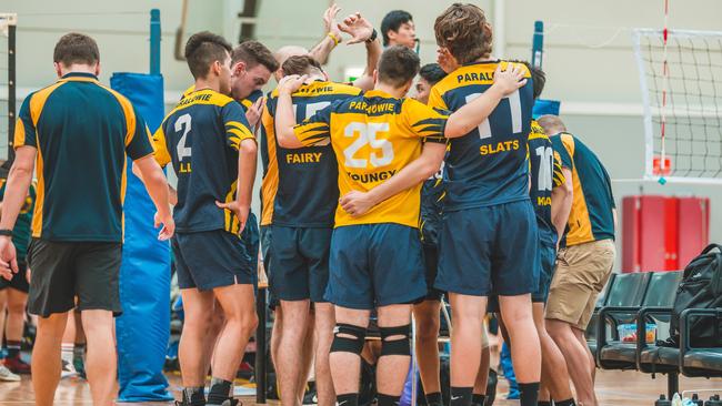 Paralowie volleyballers celebrate a silver medal at last year’s national school championship. Picture supplied