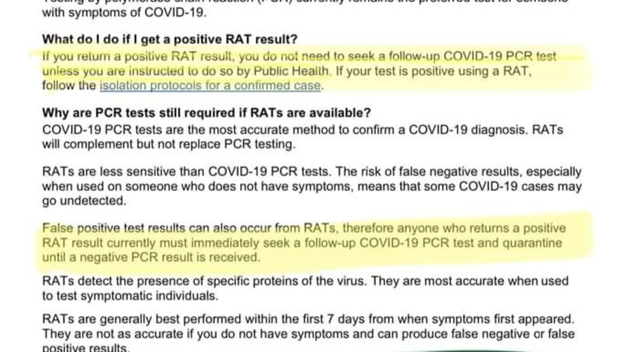Fiche d’information sur les tests Covid corrigée après des conseils contradictoires donnés