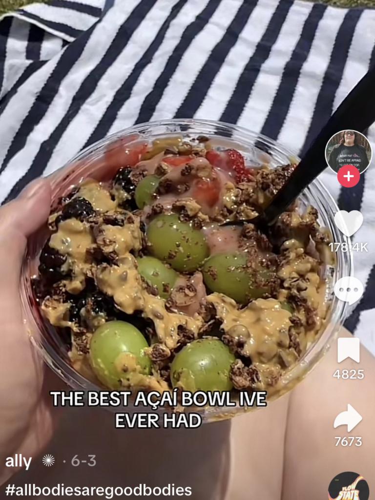 This creator started her day with cookies and an acai bowl. Picture: TikTok.