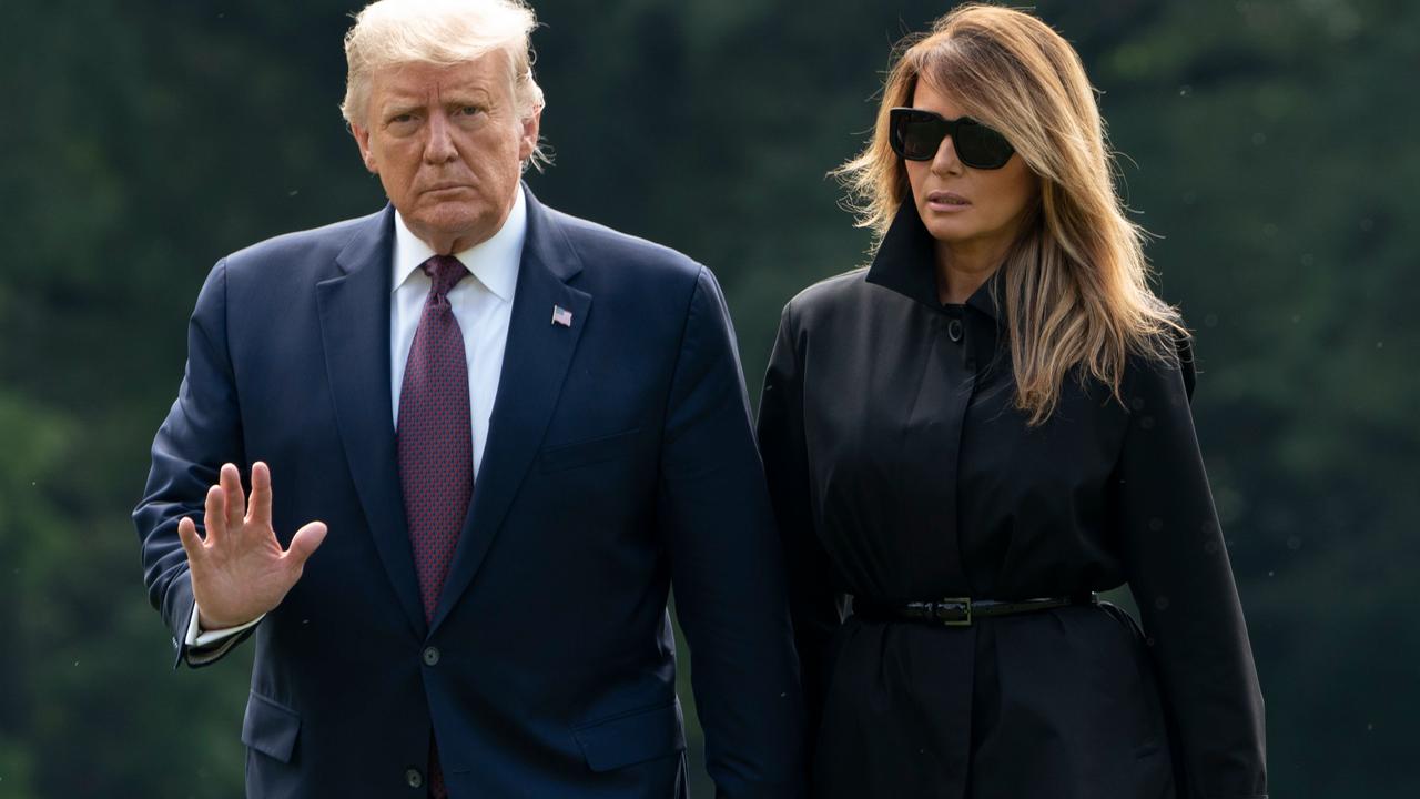 Mr Trump and First Lady Melania Trump on the White House lawn yesterday. Picture: Andrew Caballero-Reynolds/AFP