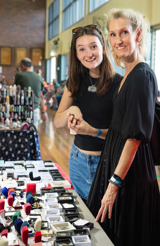 Nala (left) and May Splettstoesser at Gemfest hosted by Toowoomba Lapidary Club at Centenary Heights State High School, Saturday, October 19, 2024. Picture: Kevin Farmer