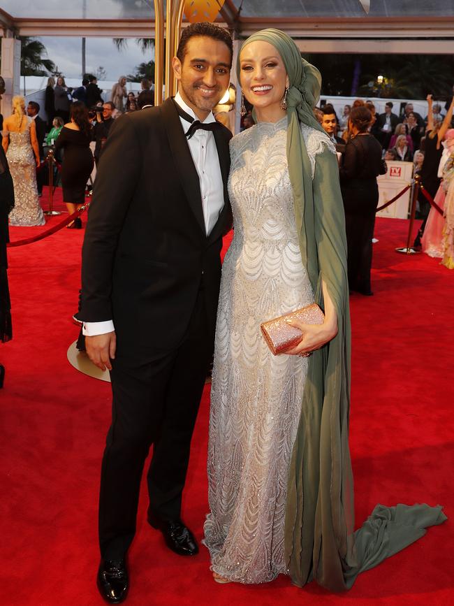 2016 Gold Logie winner and The Project host Waleed Aly with his wife Susan Carland. Picture: AAP