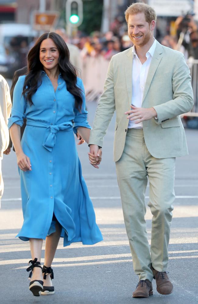 The cobalt blue dress was another familiar look for the new royal. Picture: Getty Images