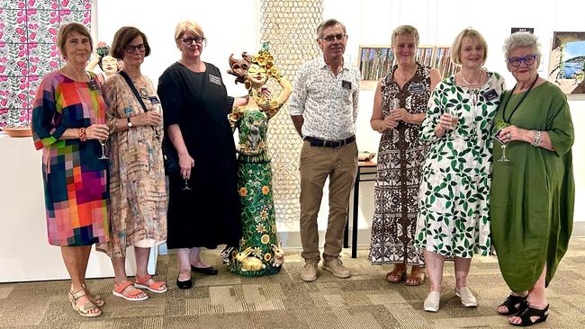 Lines and Designs artists. Left to right: Wendy Fry, Cate Edwards, Fiona Hayes, John Hardie, Lesley McLennan, Ann Stirling, Joan Morrison.