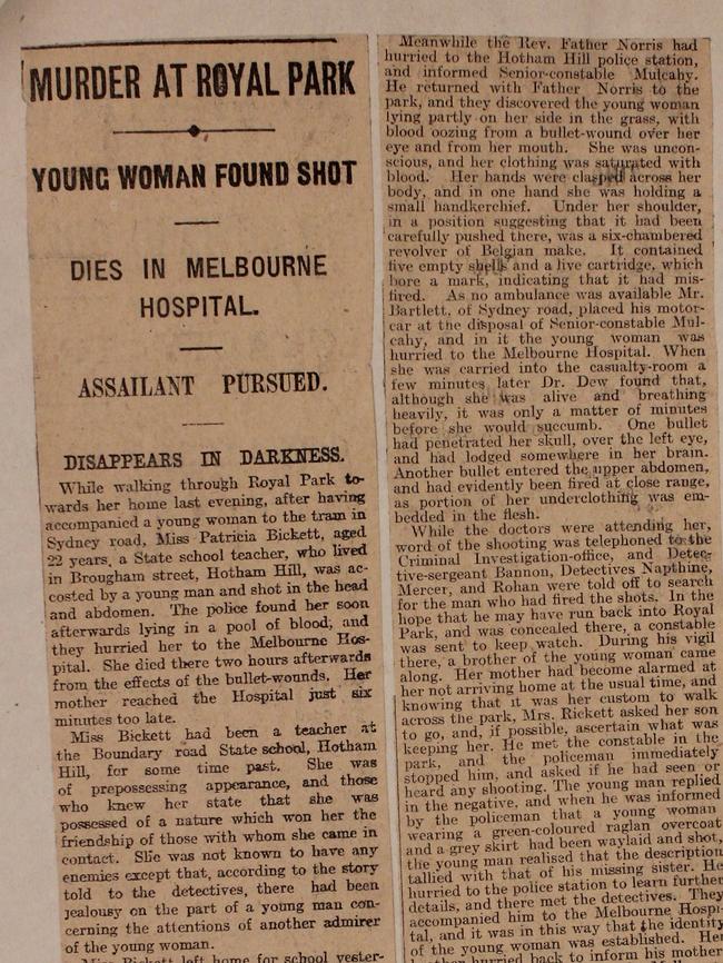 A Herald newspaper clipping about the murder. Source: Public Record Office, Victoria