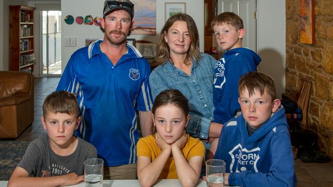 Quorn residents Matt Skull and Annaleise Perry and their four children – Charlie, Eddie, Ava and Will. Picture: Peter Taylor