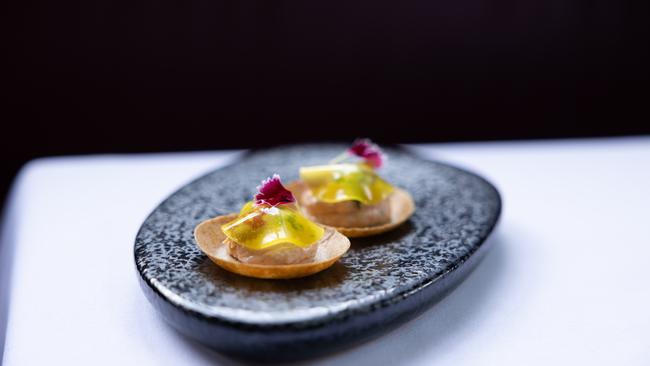 Smoked trout mousse, lemon gel. Photograph David Kelly