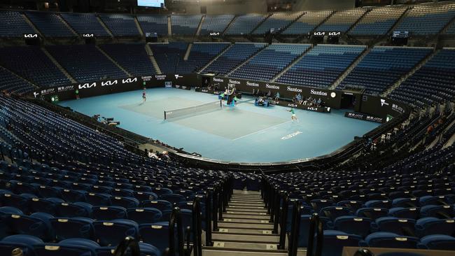 Players returned to an empty stadium. Picture: Michael Klein