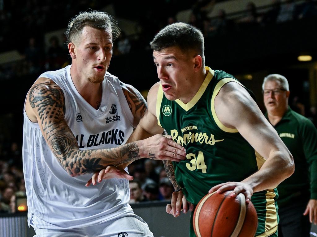 Dejan Vasiljevic fights past Tall Blacks’ Carlin Davison. Picture: Getty Images