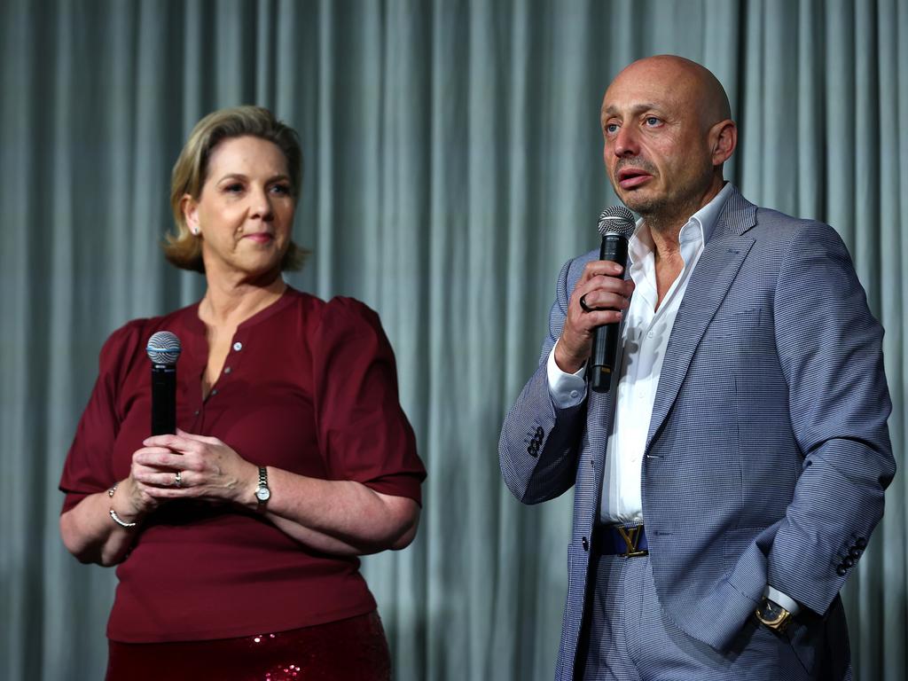 Larry Kestelman speaks during the 2025 WNBL Awards Night in February. Picture: Graham Denholm/Getty Images for WNBL