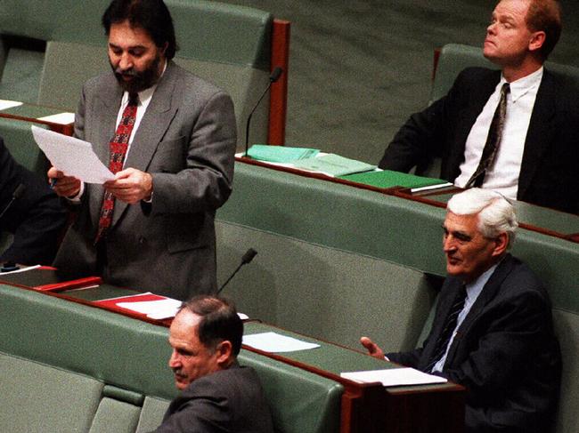 With fellow independents during question time in Canberra.