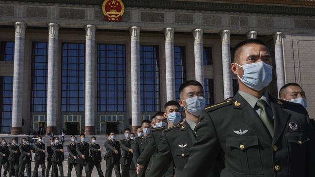 Chinese soldiers from the People's Liberation Army. Picture: Kevin Frayer/Getty Images