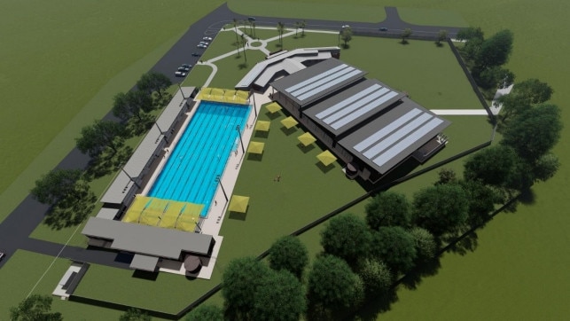 An artist impression of Stage One of the Grafton Pool redevelopment, looking north to Turf St.