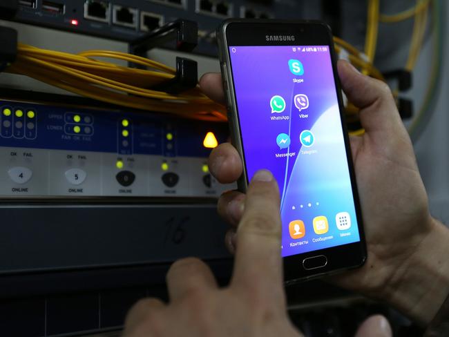 BELGOROD, RUSSIA - OCTOBER 4, 2016: The WhatsApp, Viber, Facebook Messenger, Telegram and Skype applications icons. Russian companies have started searching the ways to decode conversations in WhatsApp, Viber, Facebook Messenger, Telegram and Skype applications. The decoding is required to implement Yarovaya's package, counter-terrorist laws proposed by Russian State Duma member Irina Yarovaya and Russian Federation Council member Viktor Ozerov and signed by Russian President Vladimir Putin in July 2016. Anton Vergun/TASS (Photo by Anton Vergun\\TASS via Getty Images)