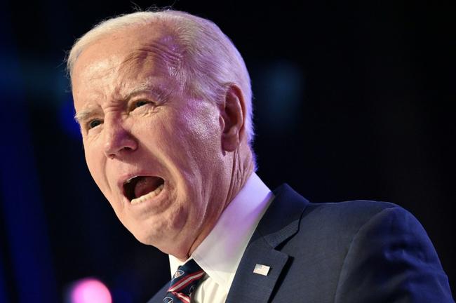 US President Joe Biden speaks at Montgomery County Community College in Blue Bell, Pennsylvania, on January 5, 2024. Biden’s speech comes ahead of the third anniversary of the assault on the US Capitol