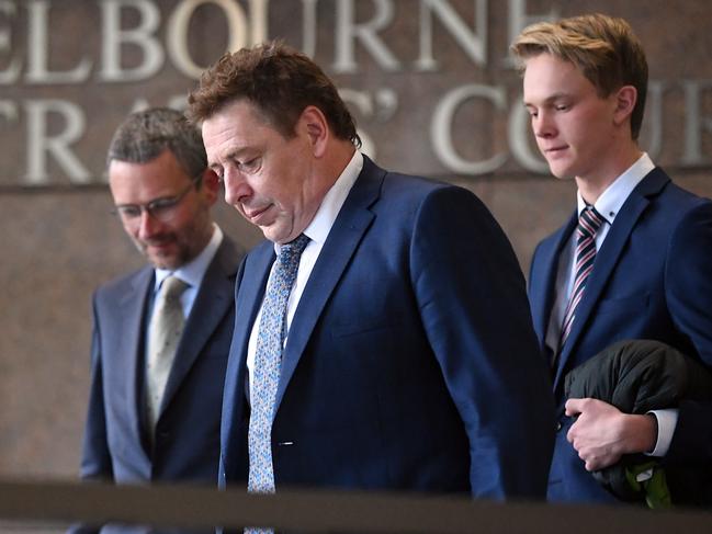 Bomber Thompson leaving court on Wednesday. Picture: Julian Smith/AAP