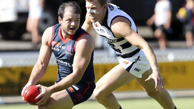 Two Wells playing-coach Caleb Edmead in action for Norwood. Picture: Sarah Reed