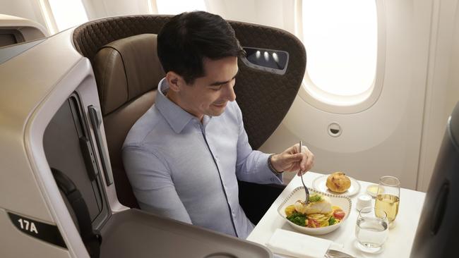 Better quality food is just one of the perks of business class.