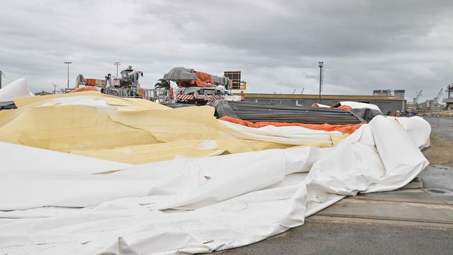 The remains of the ‘Domesilo’ inflatable storage silo. Picture: NCA NewsWire / Brenton Edwards