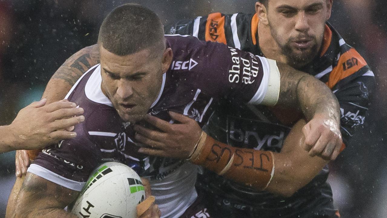 Joel Thompson of the Sea Eagles is on report for a trip.