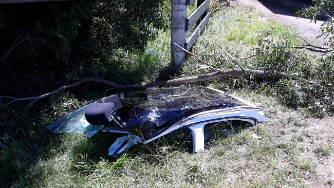 Single vehicle car crash on Pateena Rd near Longford.