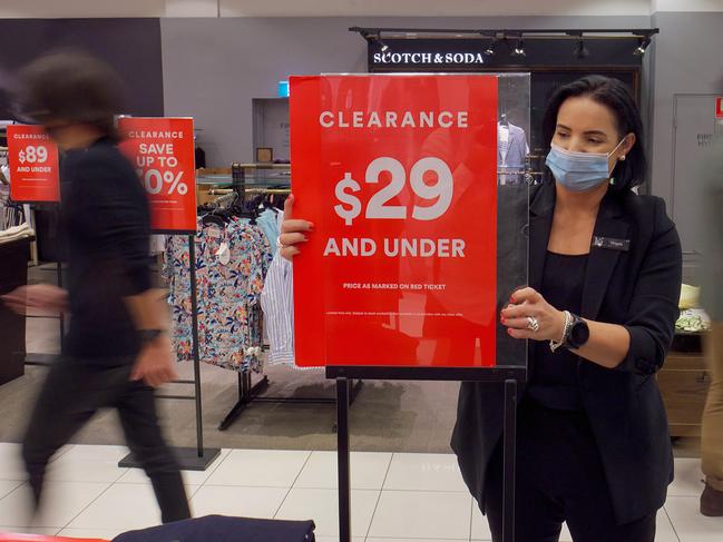 Photo of Magda Combrinck from David Jones preparing for the Boxing Day sales on Thursday 24 December 2020. Photo Luis Enrique Ascui