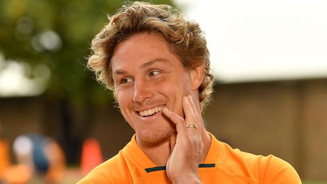 Wallabies captain Michael Hooper will on hand in Sydney for the announcement of the Rugby World Cup hosts. Picture: Saeed Khan/AFP