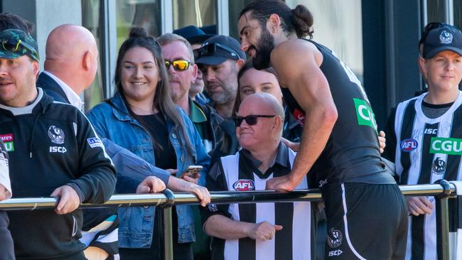 The Brodie Grundy fan club gained even more fans after he pumped out 165 against Sydney. Picture: Jay Town.