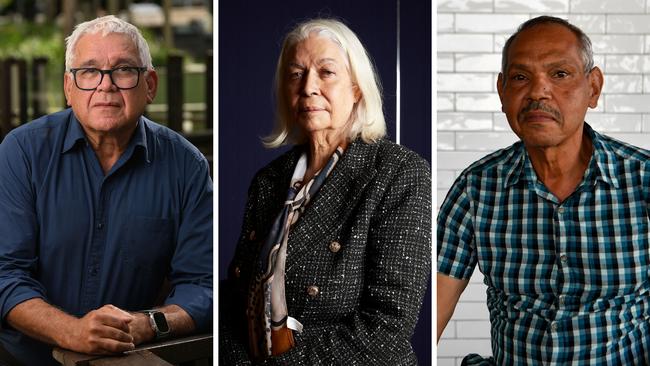 Former social justice commissioner Mick Gooda, University of Melbourne associate provost Marcia Langton and Palm Island mayor Alf Lacey.