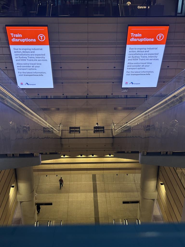 Signs at Martin Place station are warning commuters of the coming disruption.