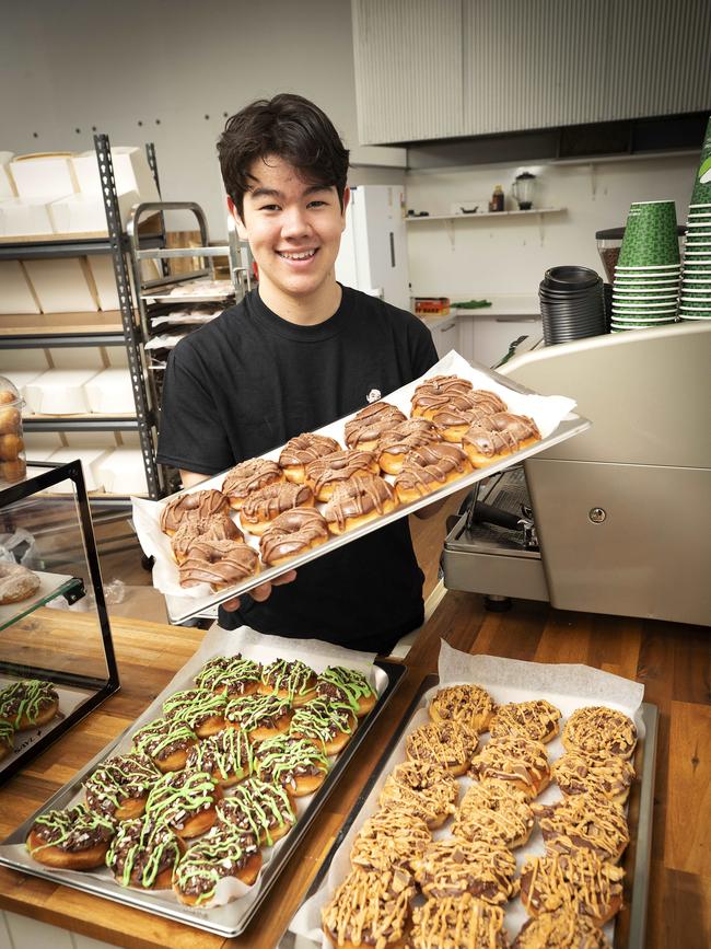 Burnie teenager Sunny Beatson opened his own doughnut business, BeaDoughs, during the Covid pandemic. Started in his family kitchen, expanded to a proper shopfront and business is booming.