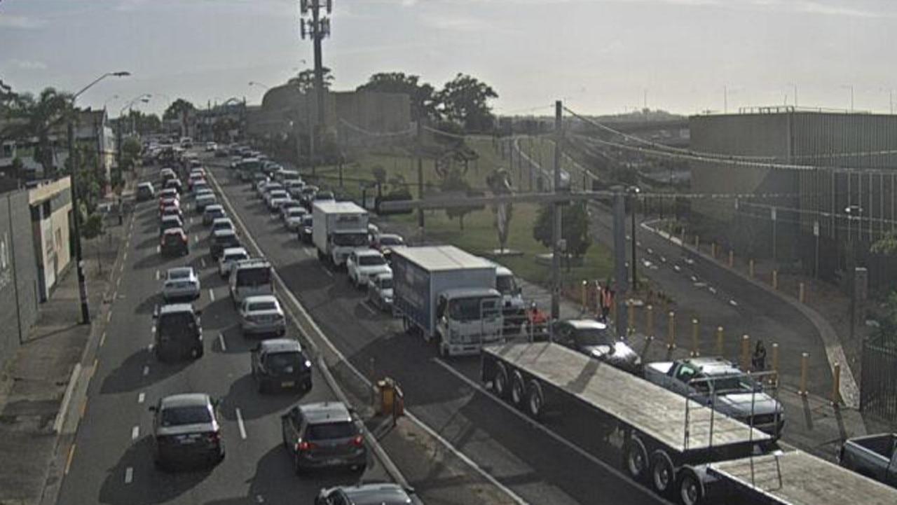 Cars are stalled in both directions at St Peters. Picture: Live Traffic