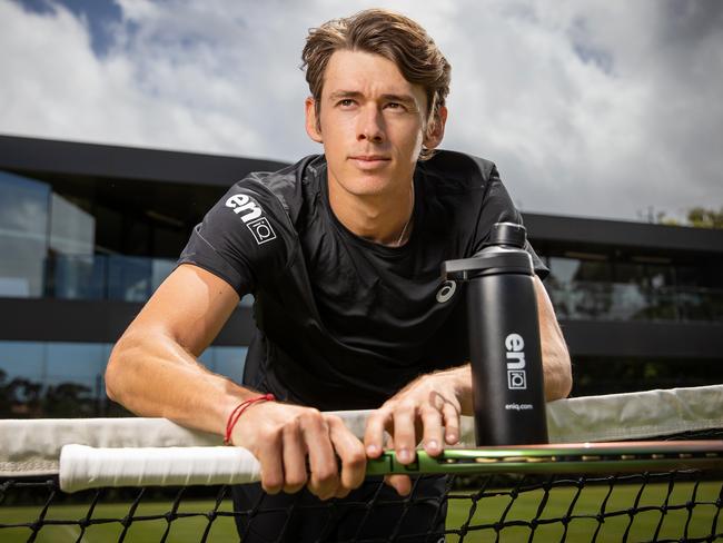 HOLD FOR SUNDAY HERALD SUN.  MELBOURNE, DECEMBER 27, 2021: *HOLDS FOR HERALD SUN SPORT* Tennis ace Alex de Minaur pictured at Royal South Yarra tennis club for a Scott Gullan Australian Open feature. Picture: Mark Stewart