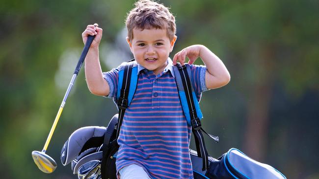 Zac pictured in 2019 after winning the Under 3 category in the International PeeWee Golf Swing Contest. Picture: Mark Stewart