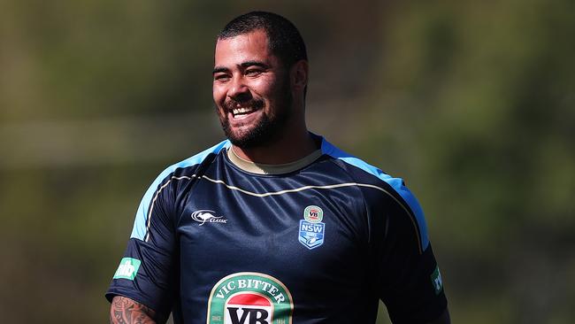 Andrew Fifita during Blues training. Picture: Brett Costello