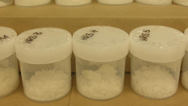 Methylamphetamine seized from a Salisbury Plains business where a bikie member was arrested. Source: SA Police