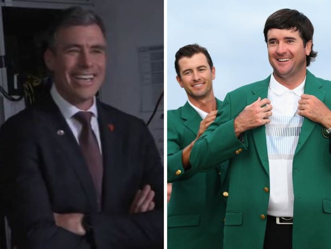 Matthew Richardson and Bubba Watson. Photos: Channel 7/Getty Images