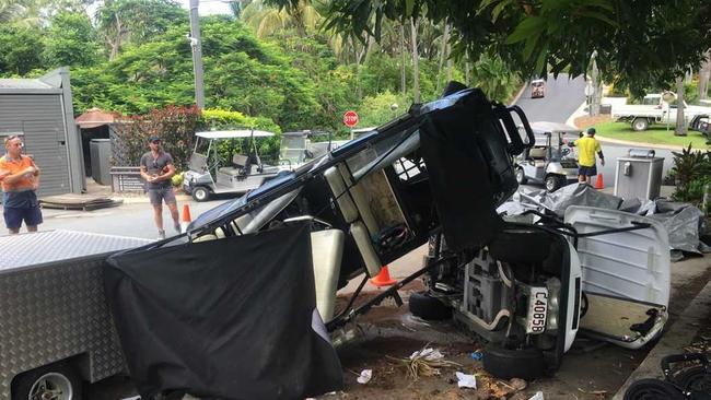 The aftermath of a golf buggy crash on Hamilton Island that Bangalow woman Mariko Beck and her family were involved in. Photo: RACQ CAPRICORN HELICOPTER RESCUE SERVICE. Picture: Photo: contributed