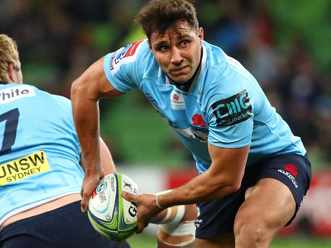 MELBOURNE, AUSTRALIA - JUNE 29:  Nick Phipps of the Waratahs passes the ball during the round 17 Super Rugby match between the Rebels and the Waratahs at AAMI Park on June 29, 2018 in Melbourne, Australia.  (Photo by Scott Barbour/Getty Images)