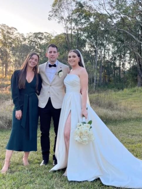 Bride and groom Mitchell Gaffney and Madeleine Edsell, and their wedding celebrant Ashley Ogle. Picture: Instagram