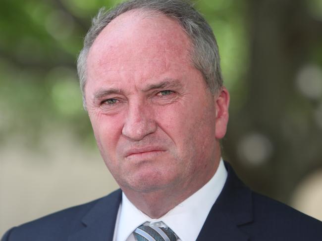 Barnaby Joyce during a press conference at Parliament House in Canberra. Picture Kym Smith