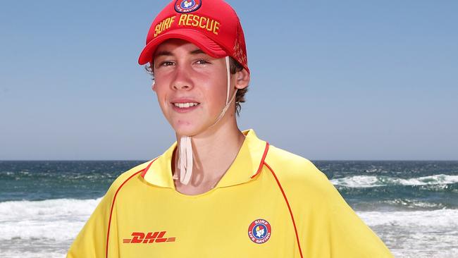 Lifesaver Will Prentice who saved a man who was surfing just north of the Currumbin Creek pictured at Tallebudgera SLSC.Photograph : Jason O'Brien