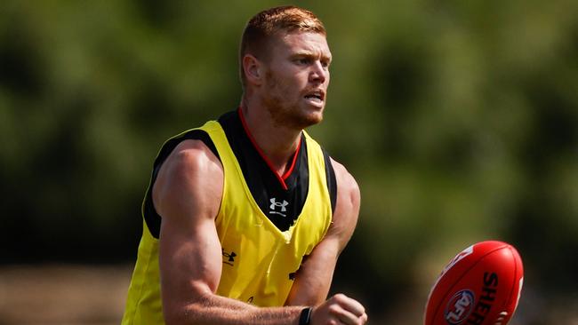 Peter Wright on the track on Wednesday before suffering a calf injury. Picture: Michael Willson/AFL Photos via Getty Images