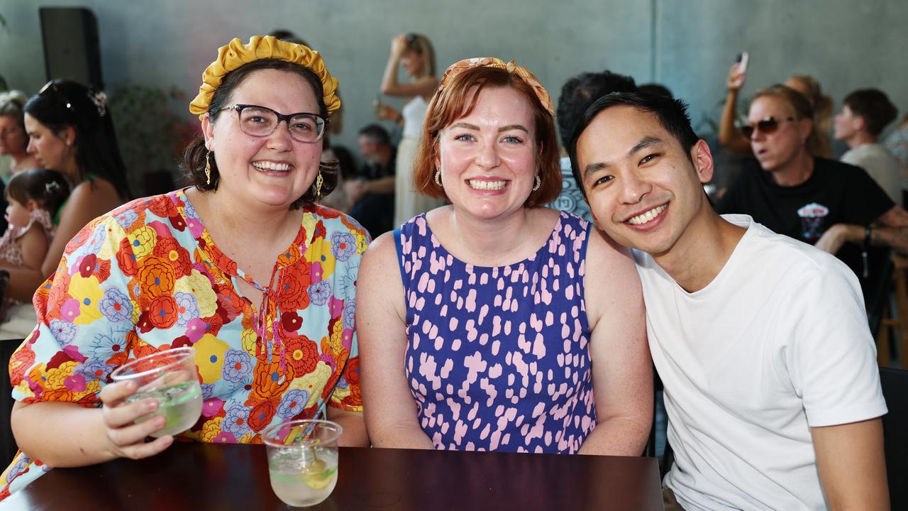 Rebecca Coxon, Claire Money and David Tran at the grand opening of Distil on the Hill's new Smithfield distillery. Picture: Brendan Radke