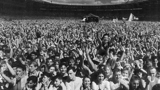 A slice of history: The crowd at the Live Aid concert at Wembley Stadium in 1985. Picture: Getty Images