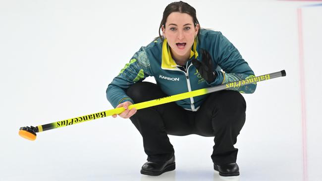 Tahli Gill had the chance to win the match for the Aussies with her final throw. Picture: Getty Images