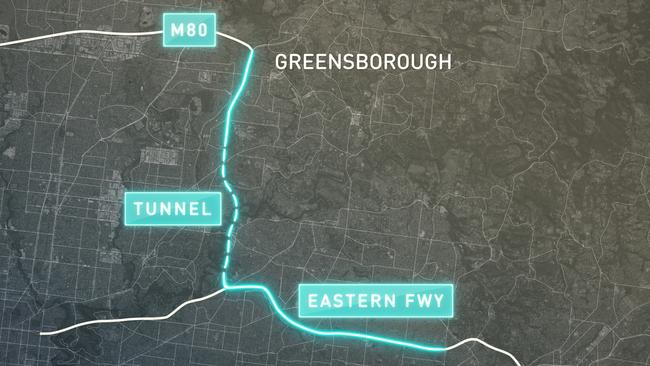 Artist impression of the North East Link route.