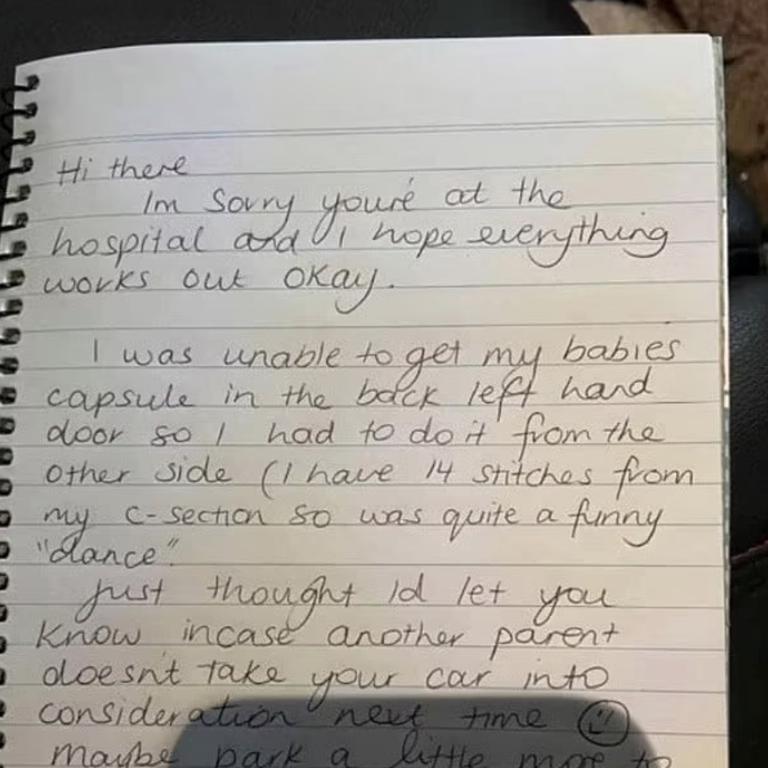 Adelaide mum‘s note after inconsiderate driver parks her in | Photo ...