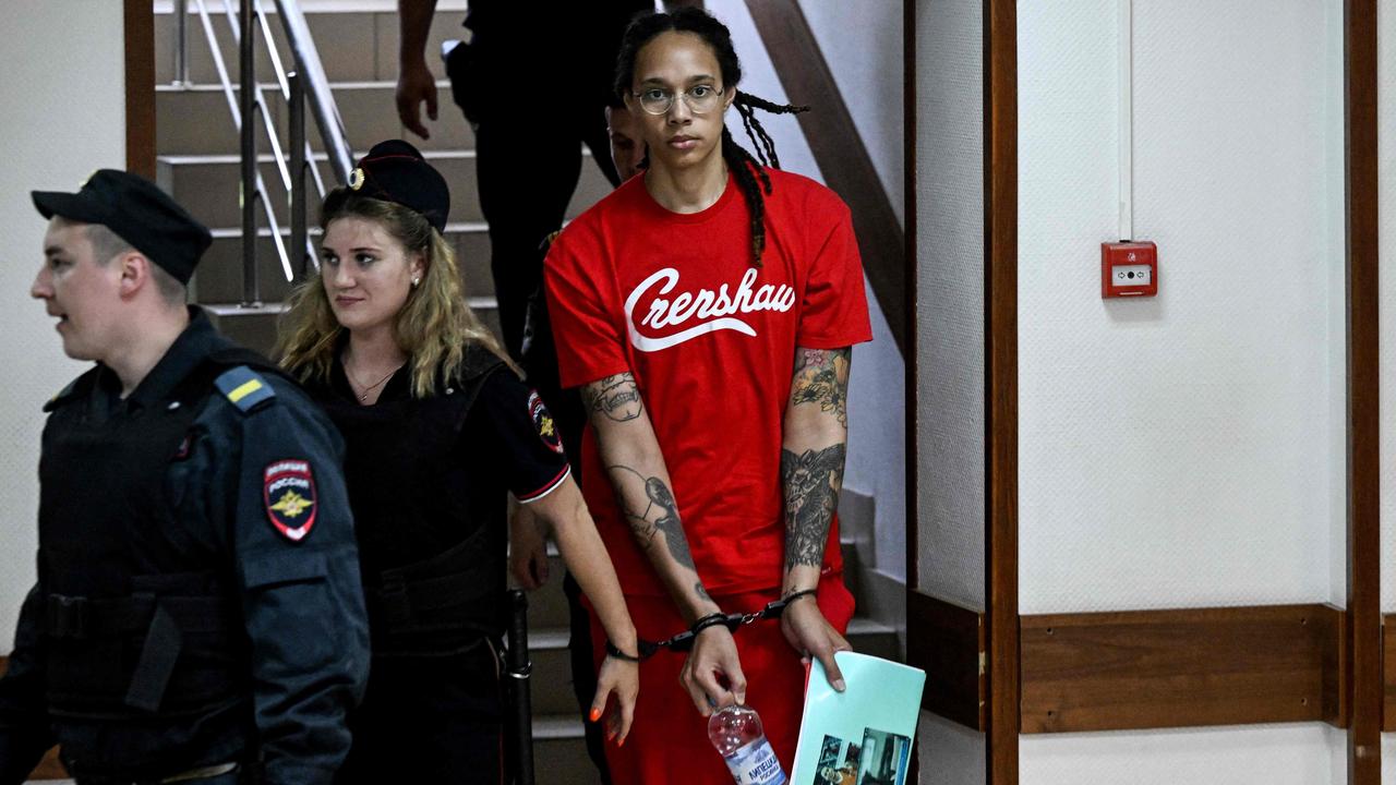 Griner was led into court. Photo by Kirill KUDRYAVTSEV / AFP